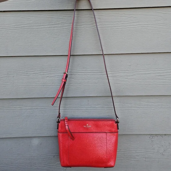Kate Spade Run Around Crossbody Bag Heirloom Red Top Zip Classic Leather Purse - Picture 16 of 16